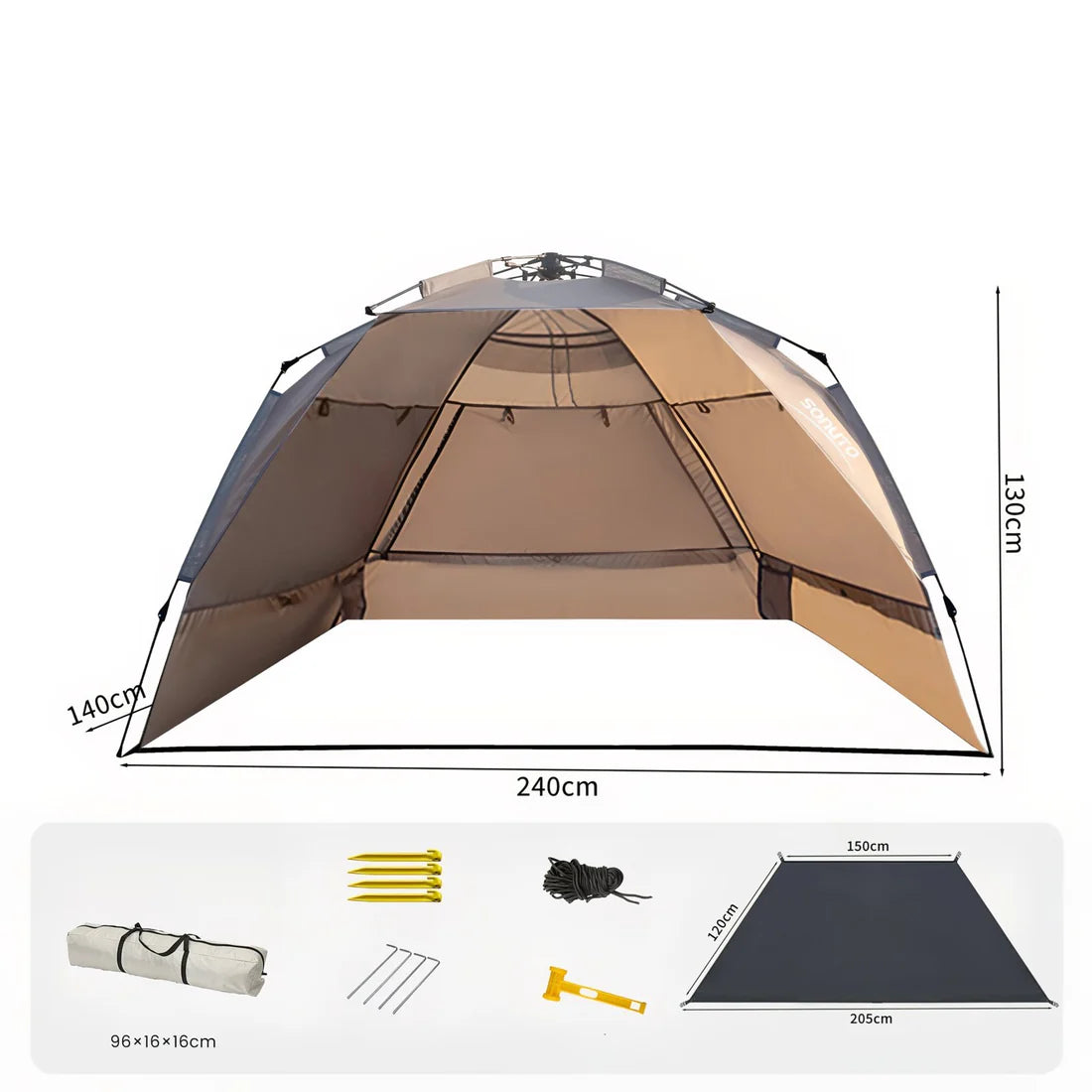 Tente abris soleil 3-4 personnes anti UV et étanche