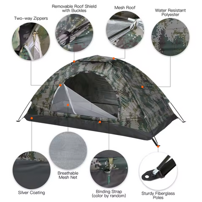 Tente de camping ultra légère 1/2 personnes avec revêtement Anti-UV UPF 30+